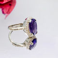 Natural amethyst + zircon ring silver s925