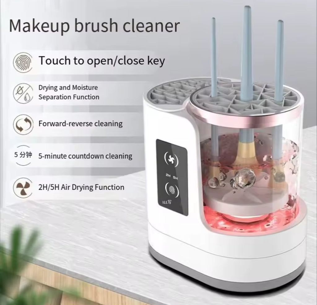 Electric Makeup Brush Cleaner 3-in-1

USB-Powered Automatic Makeup Brush Cleaning & Drying Tool