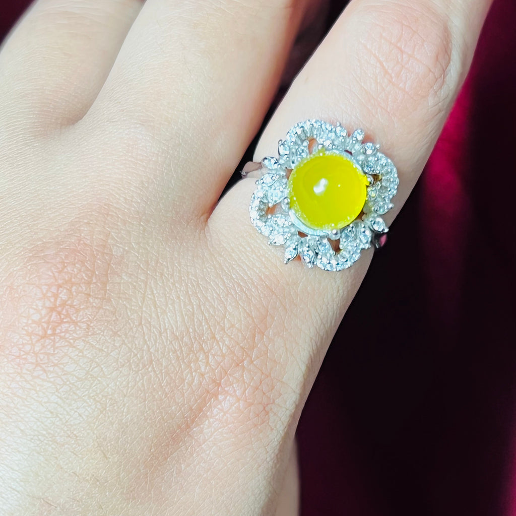 Yellow Agate(Aqeeq) s925 ring | Natural stone