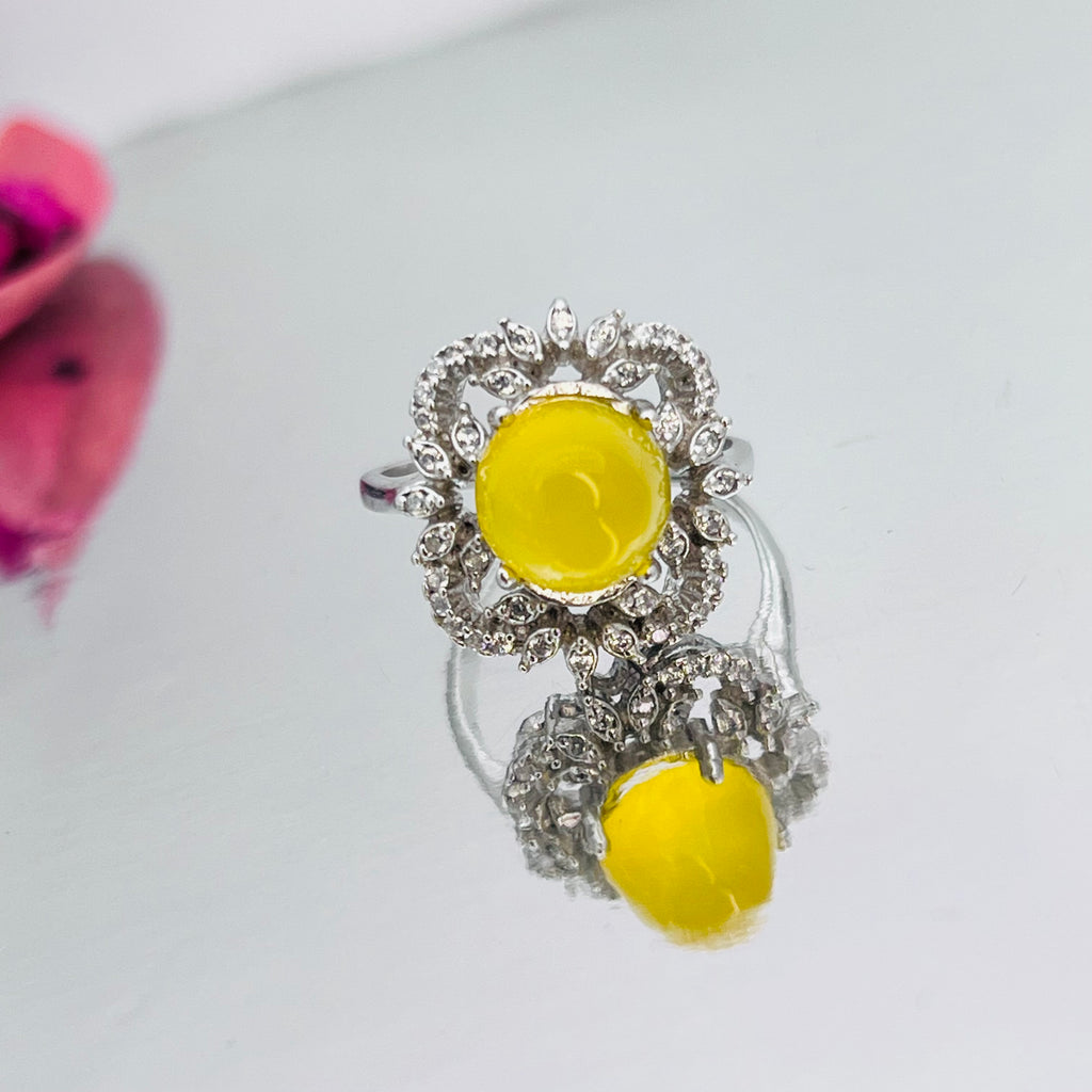 Yellow Agate(Aqeeq) s925 ring | Natural stone