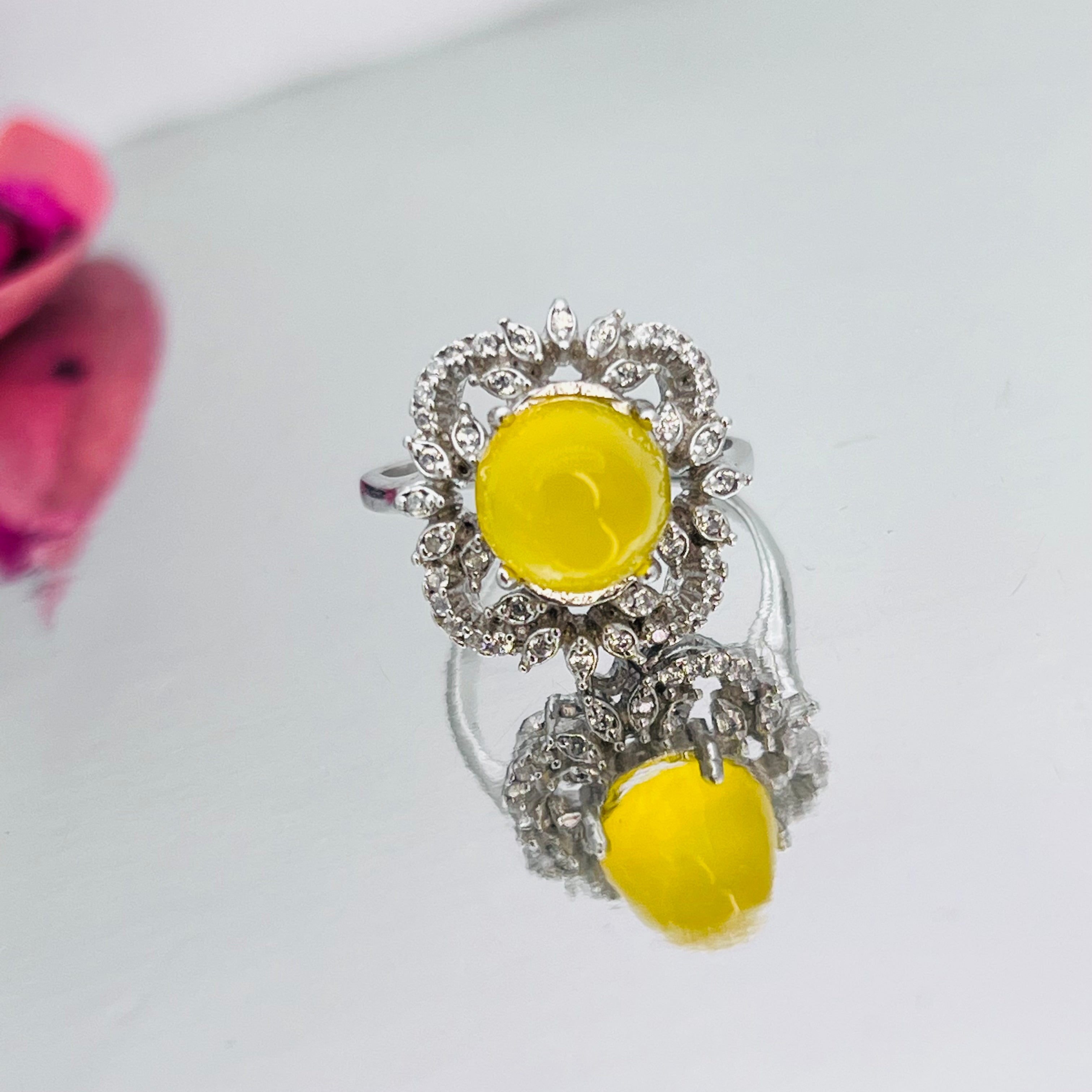 Yellow Agate(Aqeeq) s925 ring | Natural stone