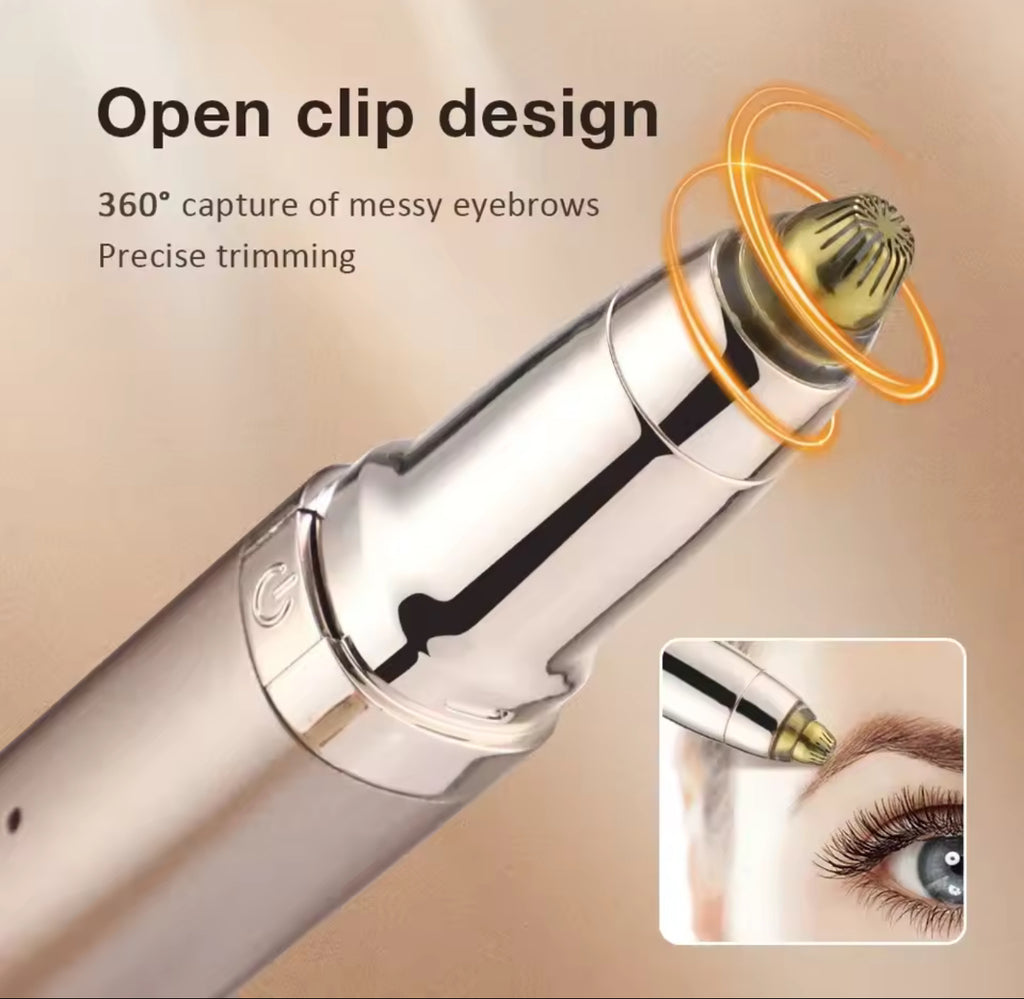 Portable Electric Heated Eyelash Curler & Eyebrow Trimmer – USB Rechargeable 2-in-1 Makeup Tool