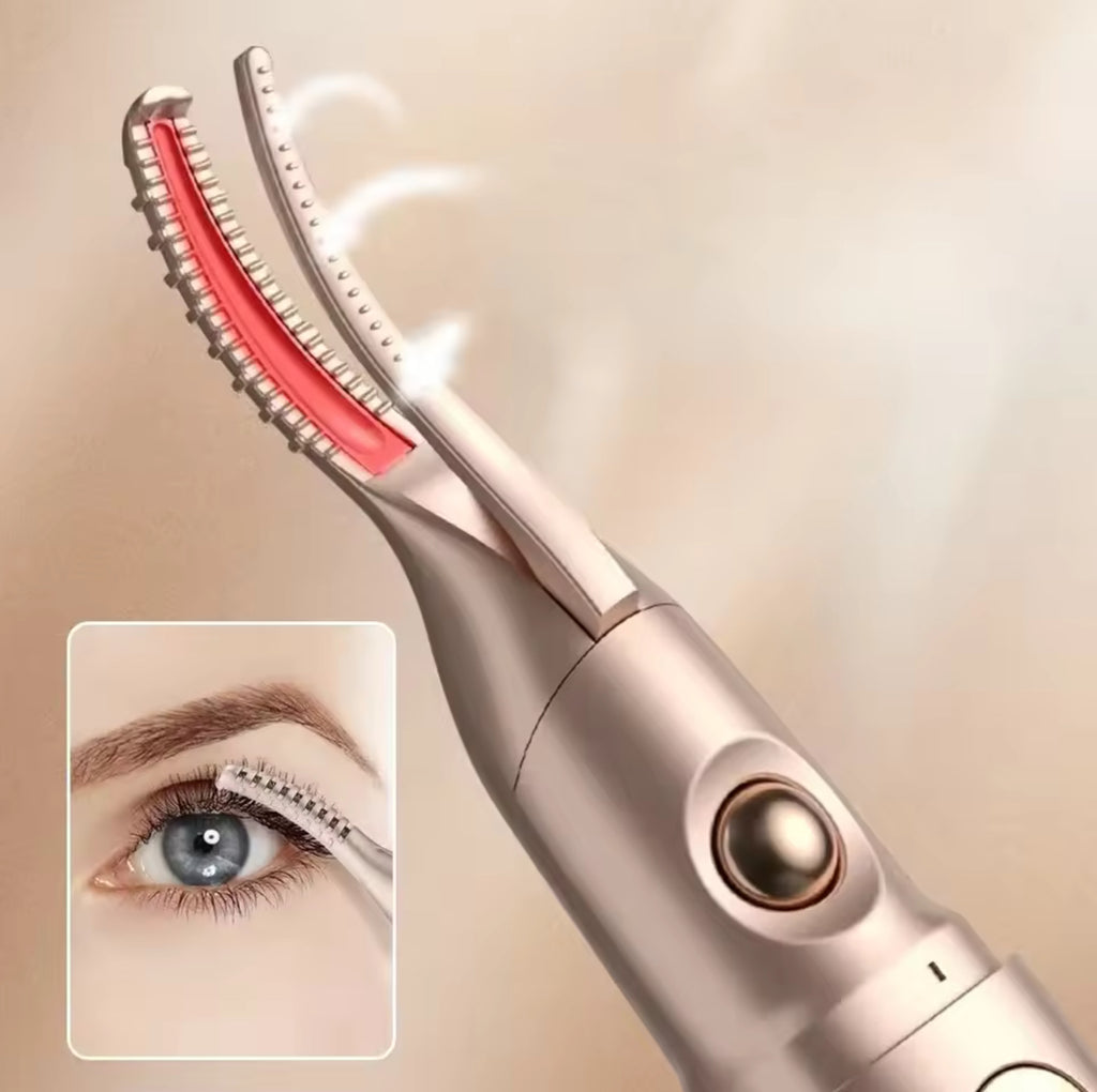 Portable Electric Heated Eyelash Curler & Eyebrow Trimmer – USB Rechargeable 2-in-1 Makeup Tool