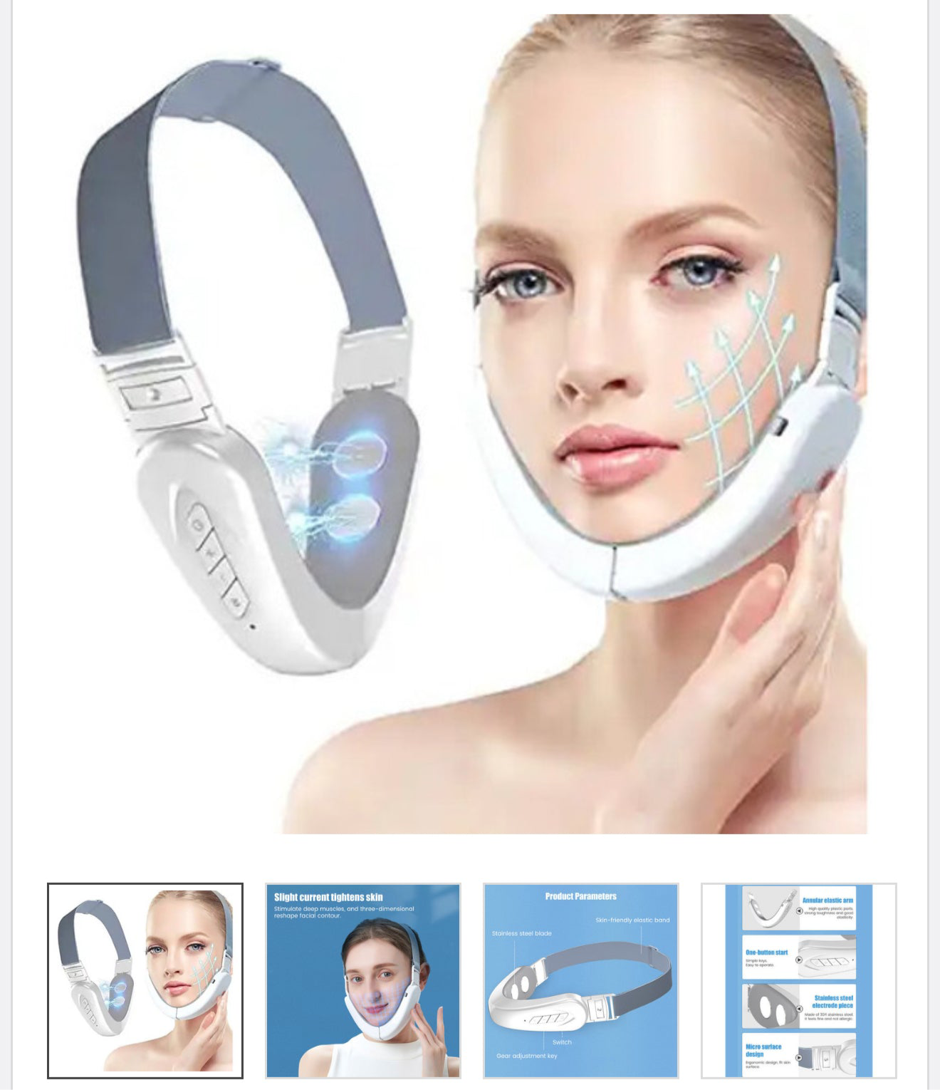 EZZA’s Electric V-Face Shaping Beauty Belt, Intelligent Lifting Firming Facial Massager with Blue Light