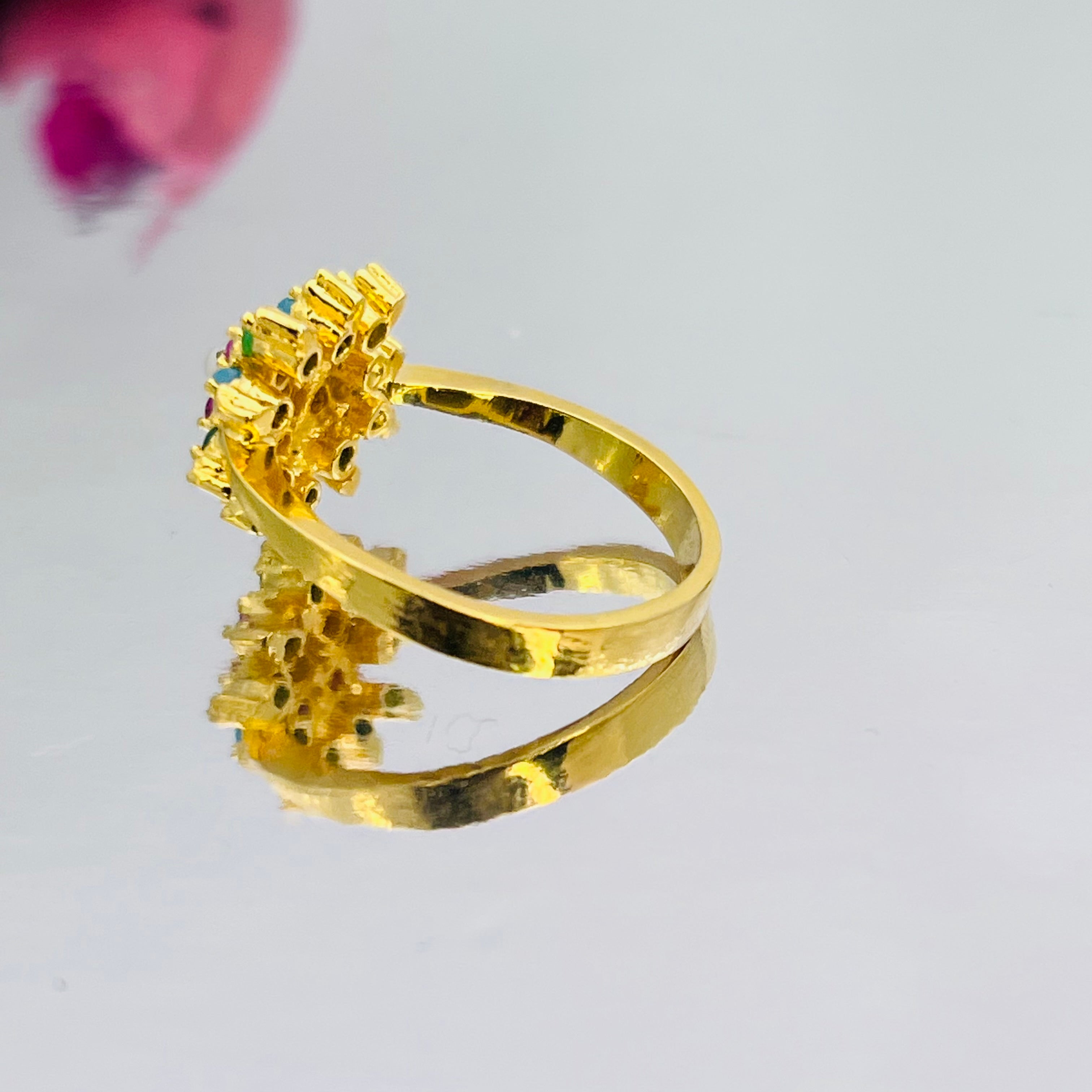 Multi stones hand carved ring s925 | Navratan