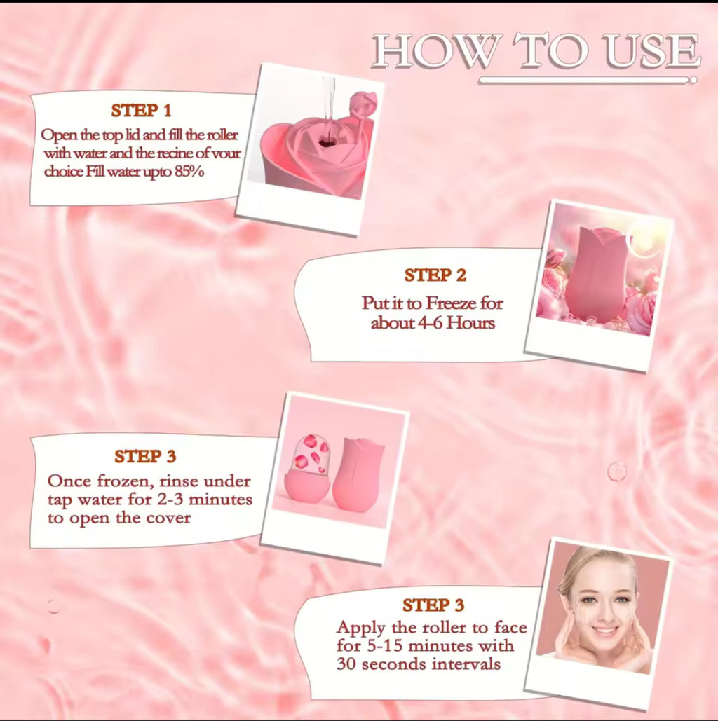 Rose Ice Facial Roller – Cooling Sculpt & Glow Tool