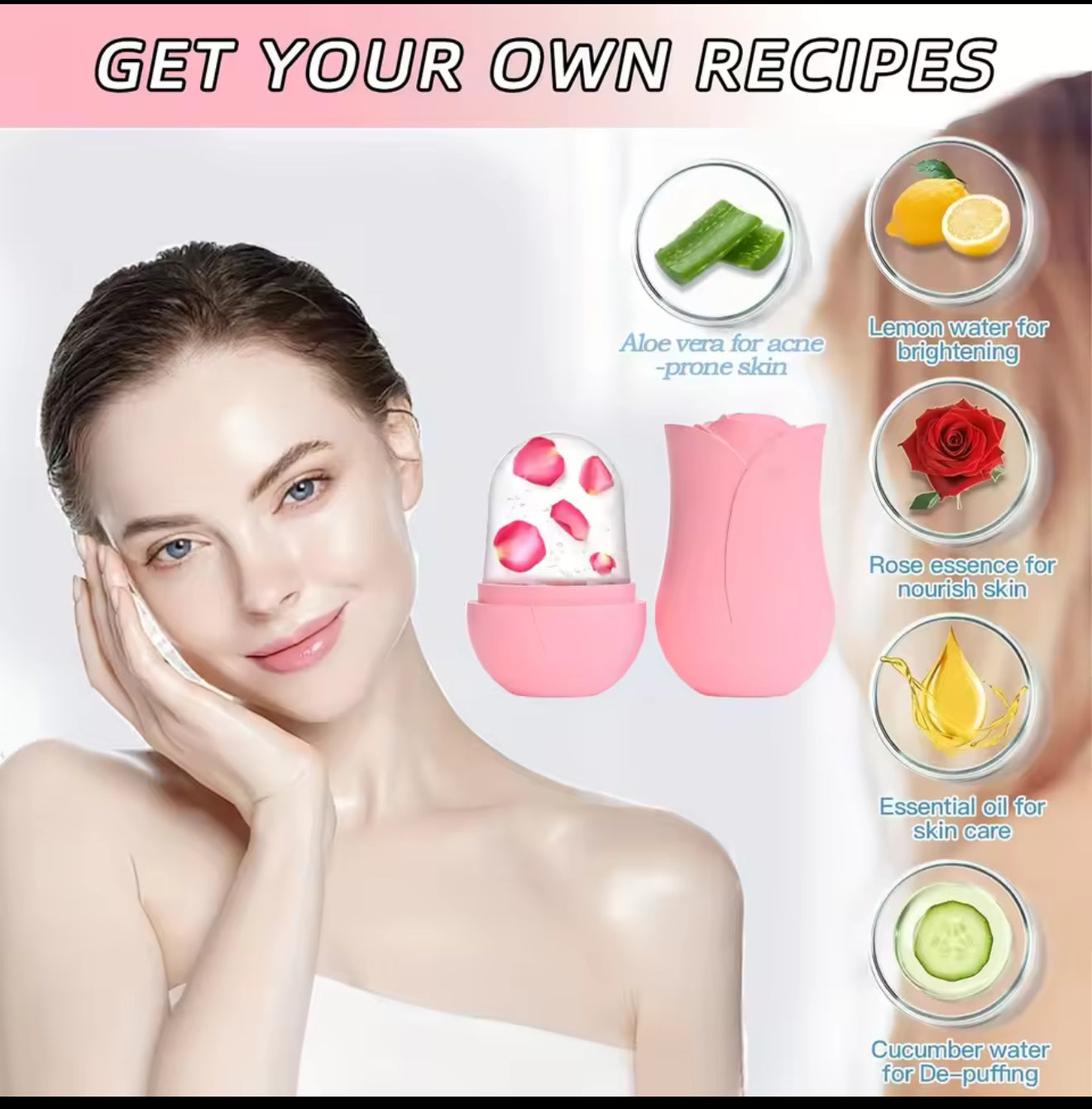 Rose Ice Facial Roller – Cooling Sculpt & Glow Tool