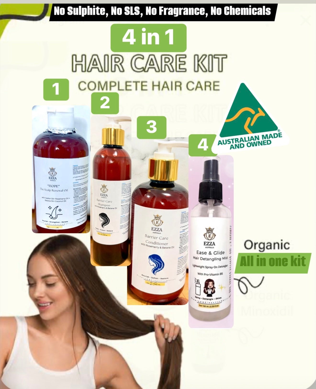 Hair care 4 in one kit | Oil + Shampoo + Conditioner + Spray