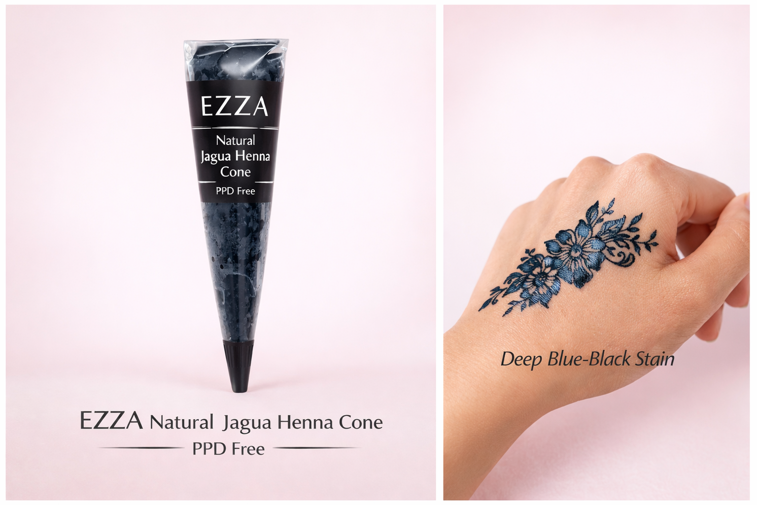 EZZA Natural Jagua Henna Cone – Blue Black Temporary Tattoo (PPD Free)
