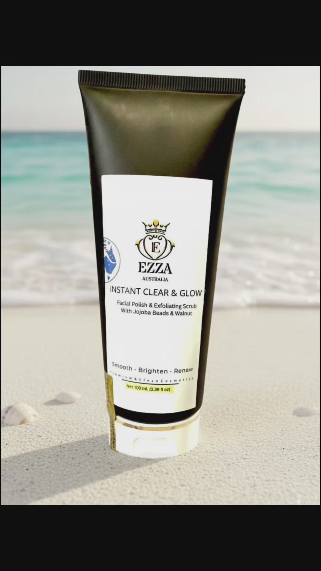 INSTANT CLEAR & GLOW                              Facial Polish & exfoliating Scrub | With Jojoba Beads & Walnut | Australian-Made Skincare